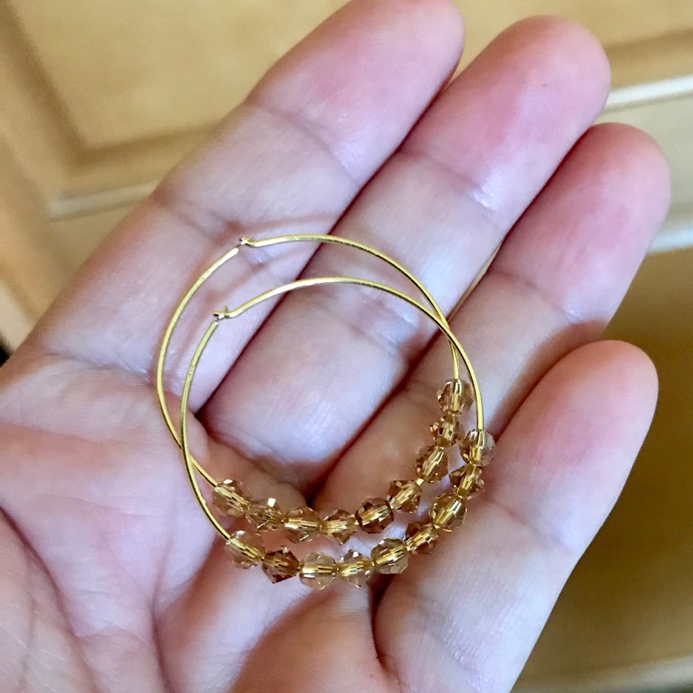 🌻Vermeil Gold hoop earrings Swarovski🌻 - Picture 3 of 3